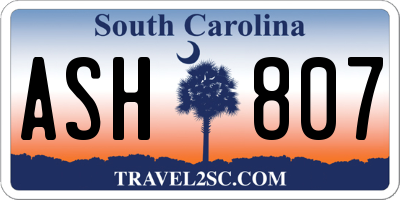 SC license plate ASH807