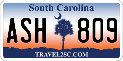 SC license plate ASH809