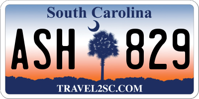 SC license plate ASH829