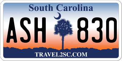 SC license plate ASH830