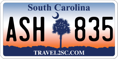 SC license plate ASH835