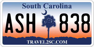 SC license plate ASH838