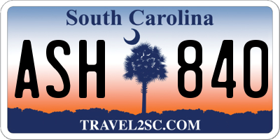 SC license plate ASH840