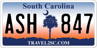 SC license plate ASH847