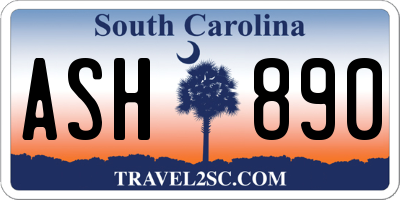 SC license plate ASH890