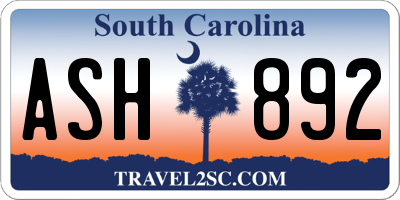 SC license plate ASH892