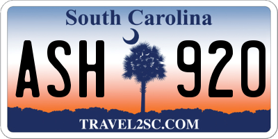 SC license plate ASH920