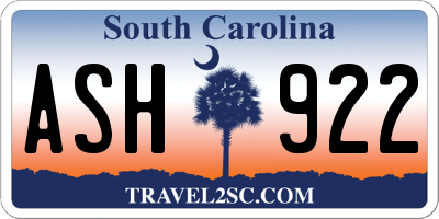SC license plate ASH922