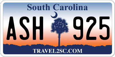 SC license plate ASH925