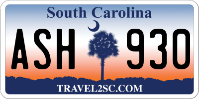 SC license plate ASH930