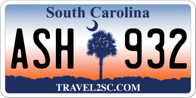 SC license plate ASH932