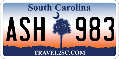 SC license plate ASH983