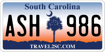 SC license plate ASH986