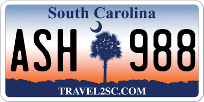 SC license plate ASH988