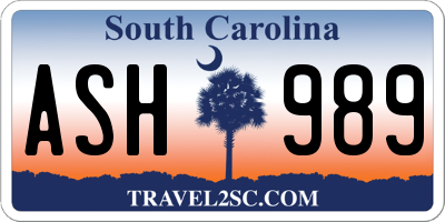 SC license plate ASH989