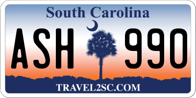 SC license plate ASH990
