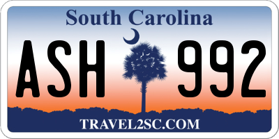 SC license plate ASH992