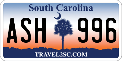 SC license plate ASH996