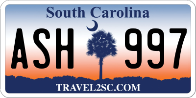 SC license plate ASH997