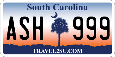 SC license plate ASH999