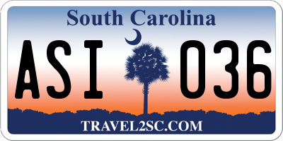 SC license plate ASI036