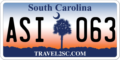 SC license plate ASI063