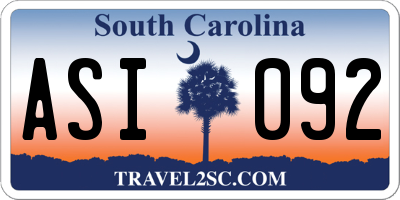SC license plate ASI092