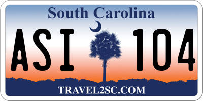 SC license plate ASI104