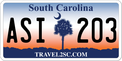 SC license plate ASI203