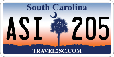 SC license plate ASI205