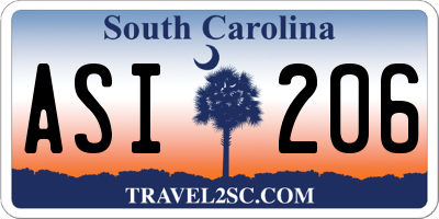 SC license plate ASI206