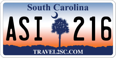 SC license plate ASI216