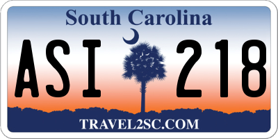 SC license plate ASI218