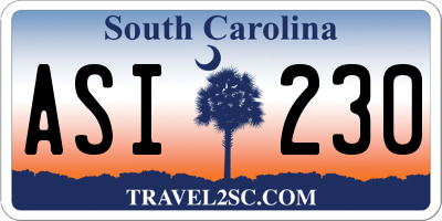 SC license plate ASI230