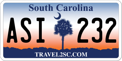 SC license plate ASI232