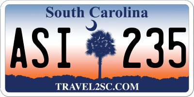 SC license plate ASI235