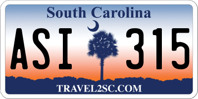 SC license plate ASI315