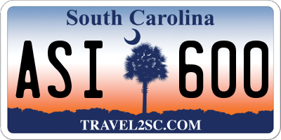 SC license plate ASI600