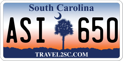 SC license plate ASI650