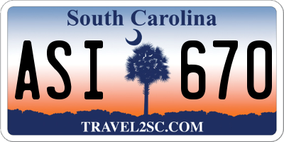SC license plate ASI670
