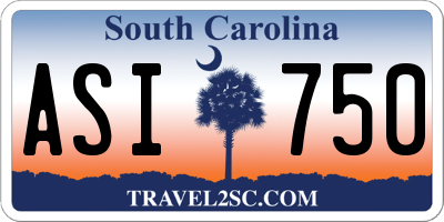SC license plate ASI750