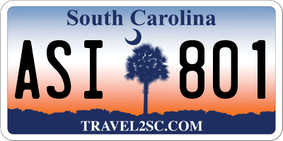SC license plate ASI801
