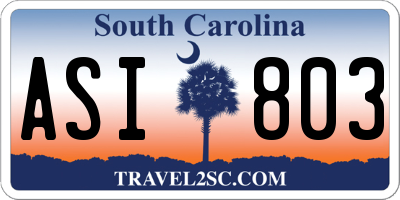 SC license plate ASI803
