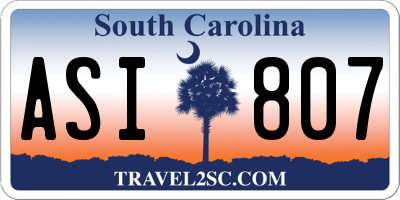 SC license plate ASI807