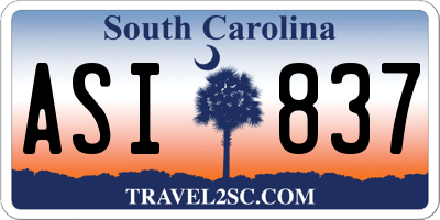 SC license plate ASI837