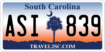 SC license plate ASI839