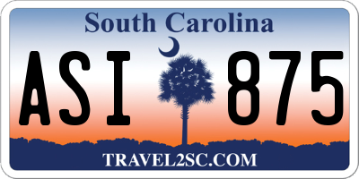 SC license plate ASI875