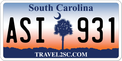 SC license plate ASI931