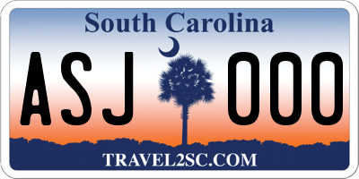 SC license plate ASJ000