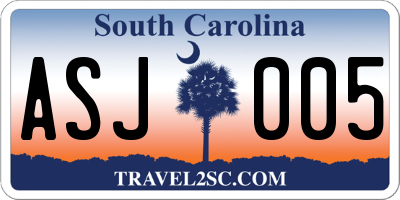 SC license plate ASJ005